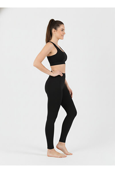 Hmd Black Viscose Stretchy Women's Tights