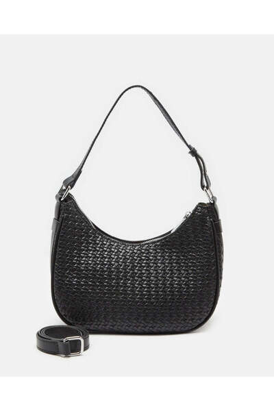 REDTAG Women Black Textured Handbag