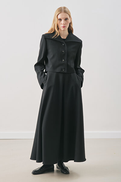 Manuka Loren Short Wide Collar Jacket Black