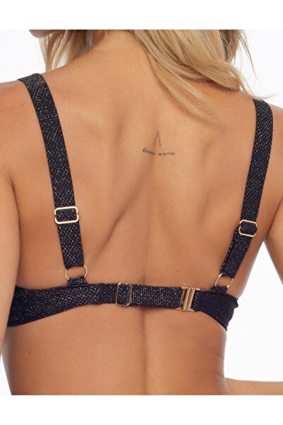 ESOTIQ Bikini Top Bra Underwired Non-Padded Soft Bralette Metallic Shimmering Thread | Stardust