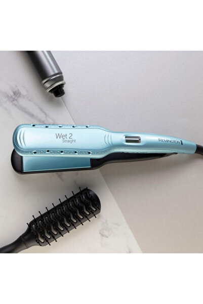 Remington Placă de îndreptat părul umed S7350, acoperire ceramică, 230°C, 10 temperaturi, se încălzește în 15 secunde, LED, albastru