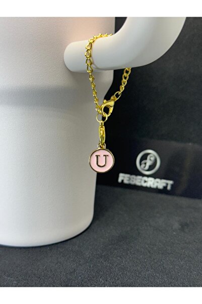 FESECRAFT U Letter Pink Charm Stnly Quencher Compatible Thermos Accessory Bag Accessory