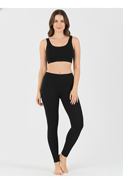 Hmd Black Viscose Stretchy Women's Tights