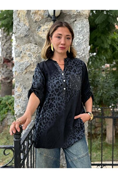 Punta Otantik Nc63107 Italian Cotton Blouse Black