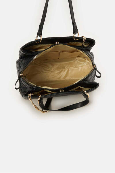 REDTAG Women Black Textured Day Bag