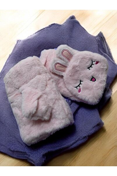 EyER Shoping Rabbit Plush Furry Adult Kids Compatible Fingerless Gloves