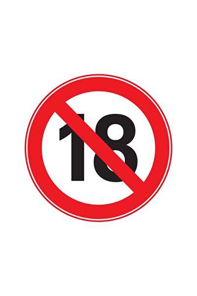 Fprint Uyarı İşareti +18 Giremez 2 Adet Sticker, Kendinden Yapışkanlı Folyo