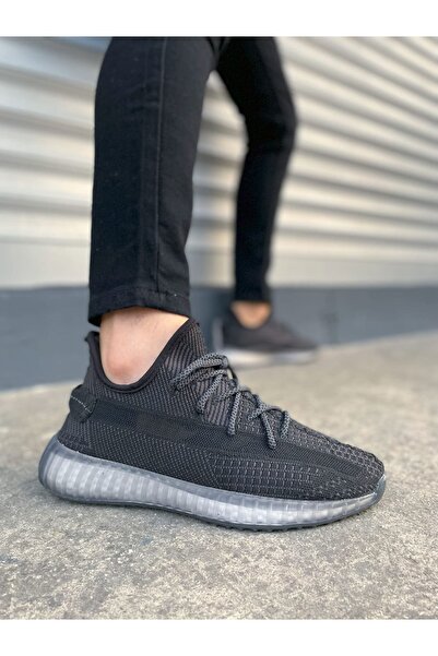 Mhoda Shoes JY305 حذاء رياضي كاجوال للرجال من قماش التريكو برباط نابض TBT - أسود
