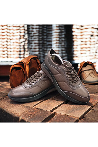 VİVA SHOES Casual Genuine Leather Full Orthopedic Men's Shoes (Brown)