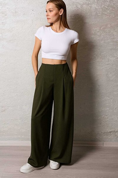 Maison La Femme Women's pleated palazzo pants with hidden pockets