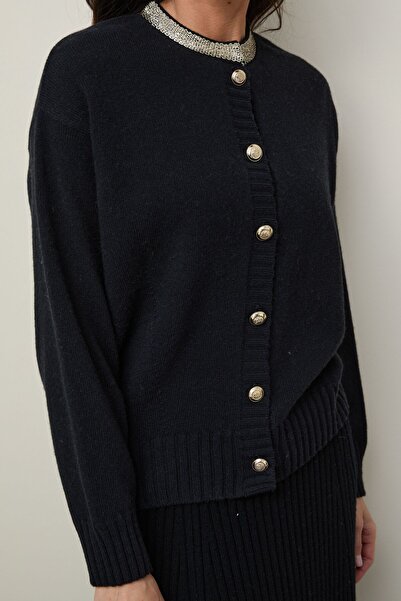 Serianno Organik Yün ve Pamuk Karışımlı Yaka Detaylı Hırka