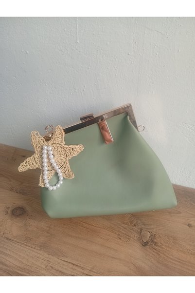MARİANO VENANZİO Hand Knitted Star-Shaped Pearl Bag Ornament - Charm Keychain and Car Mirror Ornament