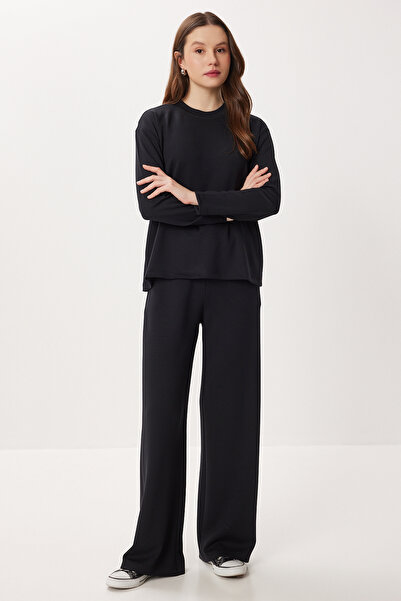 Lovelyİstanbul Basic Soft Modal Top and Bottom Set Lxa0009 Black