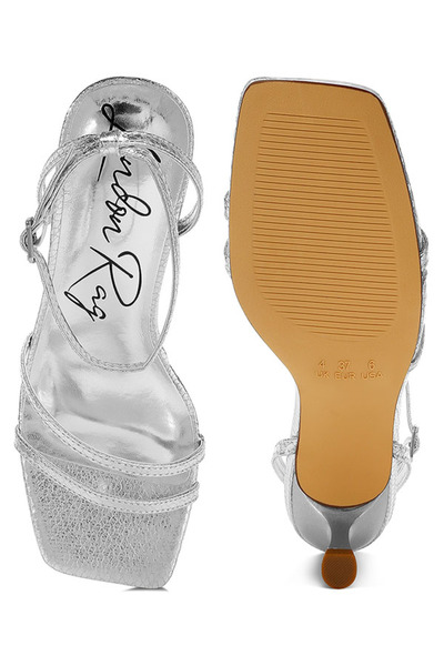 london Rag Women Faux Leather Strappy Sandals in Silver