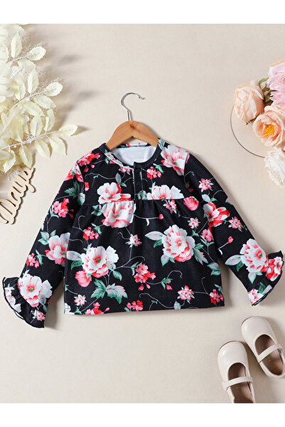 Take Two By Styli Floral Print Ruffle Hem Top with Long Pyjama Set