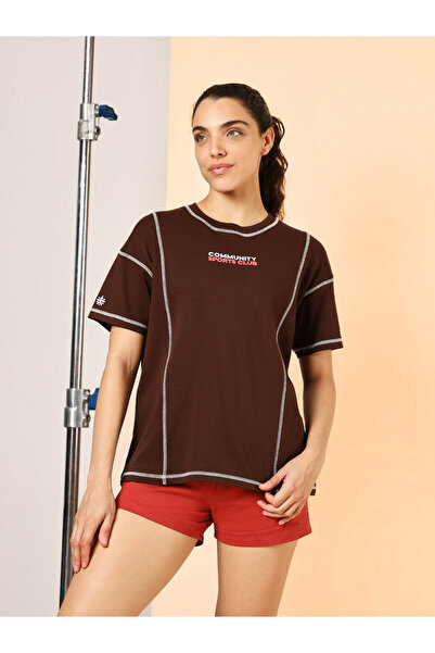 Cult By Styli Women Brown Slogan Print T-Shirt