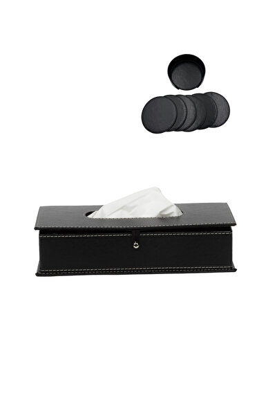 DeriDünyası Leather Napkin Holder and Coaster Set