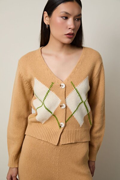 Serianno Kaşmir ve yün Karışımlı Argyle Desenli Hırka