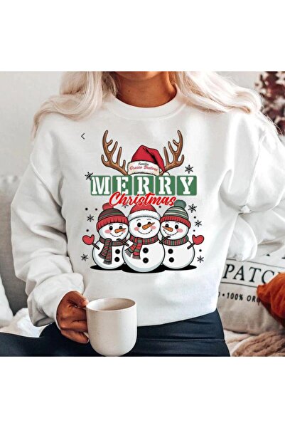 OEM White 100% Cotton Sweatshirt Merry Green