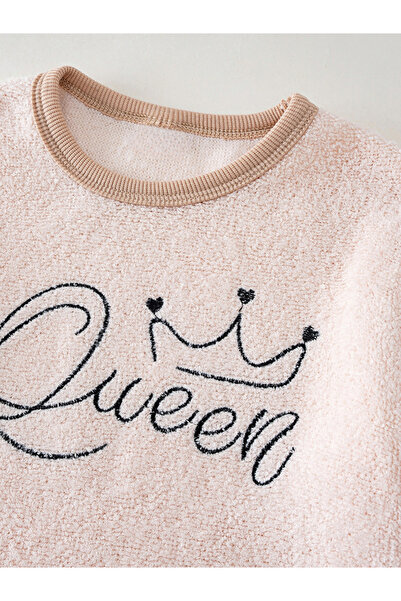 Take Two By Styli Slogan Embroidery Round Neck Top with Long Pyjama Set