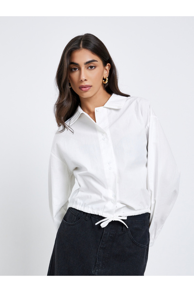 Styli White Casual Shirt with Button Placket