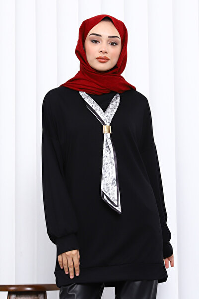 İmajButik Modal Tunic with Black Scarf Accessories