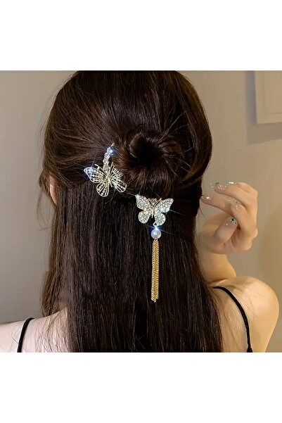 Shehlaa Shiny Stone Butterfly Model Bun Hairpin, Ponytail Hairpin, Stylish, Gift