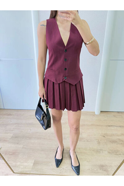 Modaiconu Mdb Suit Look Vest Dress Burgundy