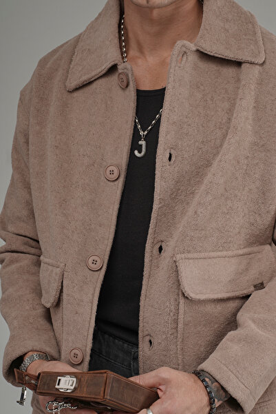 Butik Trend Biz Oversized Shirt Collar Buttoned Men's Fleece