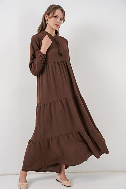 Bigdart Φόρεμα με κορδόνια T1627 - Ε. Καφέ