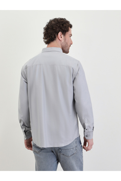 Styli Solid Oxford Regular Fit Spread Collar Shirt