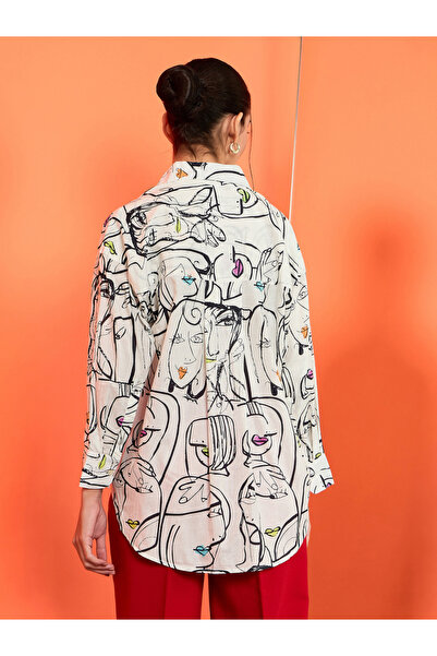 Uptownie By Styli White Long Sleeve Graphic Print Shirt