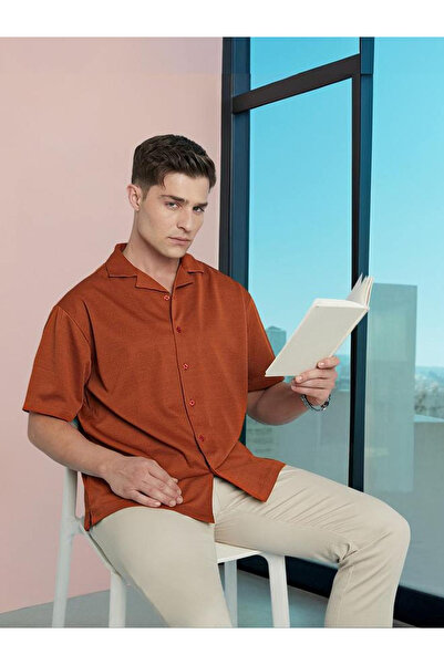 Dennis Lingo By Styli Men Textured Cuban Collar Relaxed Fit Shirt