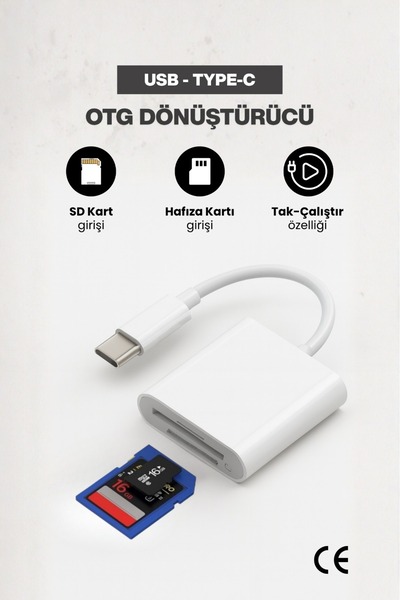 Concord Sd and Micro Sd 3.0 Card Reader Memory Card Input Adapter Type-C Otg