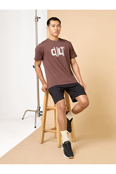 Cult By Styli Men Brown Typography Print Short Sleeve T-Shirt