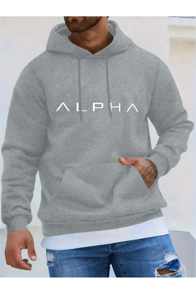 Flow touch هودي بتصميم بسيط مكتوب عليه 'ألفا'