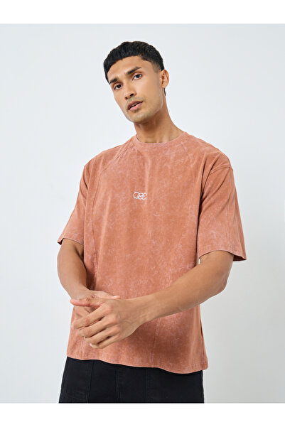 Styli Sew Panelled Acid Wash Jersey T-Shirt