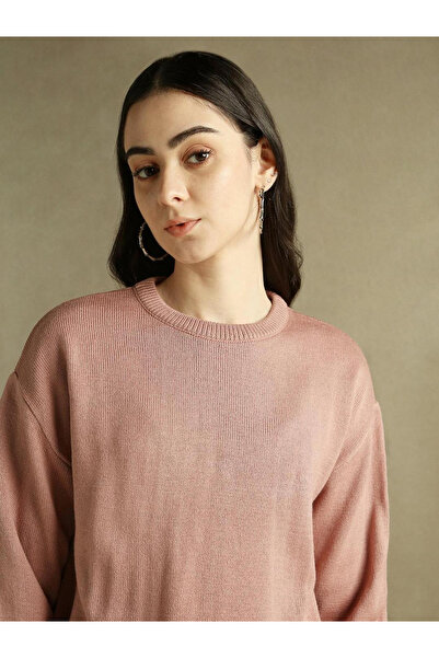 Dennis Lingo By Styli Pink Round Neck Knit Sweater