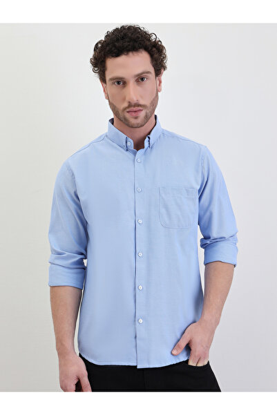 Styli Solid Oxford Regular Fit Spread Collar Shirt