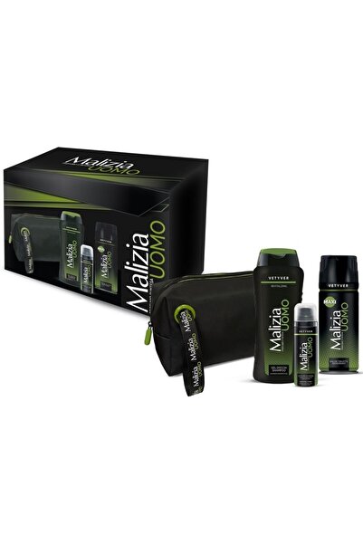 Malizia Man Parfum Deintesa Vetiver Gift Set — Eau de Toilette 175 ml, Shower Gel 250 ml, Deodoran