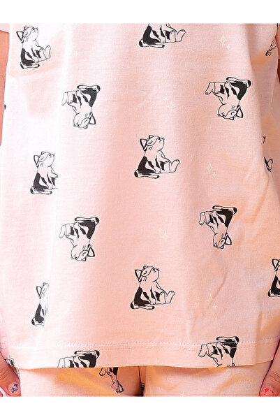 Anthrilo By Styli Girls Pink Printed Cotton T-Shirt and Shorts Set