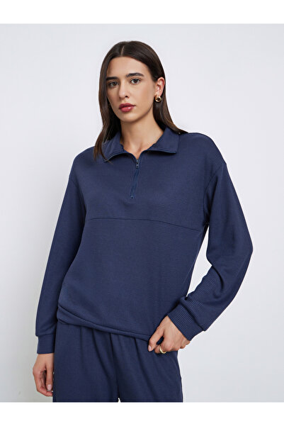 Styli Dark Blue Waffle Knit Sweatshirt and Joggers Co-ords