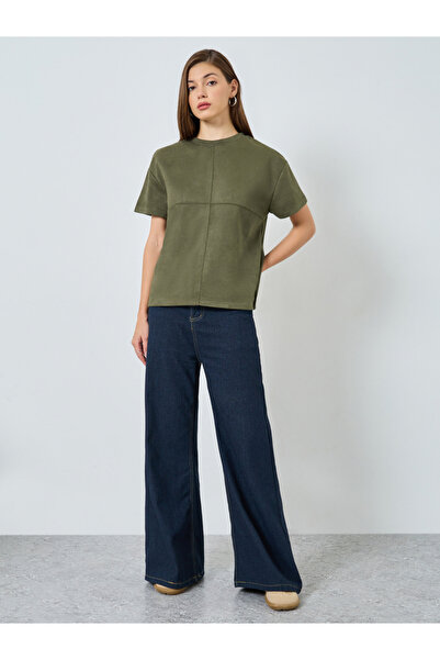Styli Olive Green Suede T-Shirt