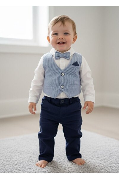 Cassiope Striped Men's Suit with Shirt (Vest-Pants-Shirt-Bow Tie)