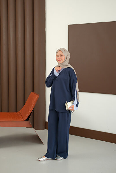 LOCCO Women's Shirt Detail Set Navy Blue