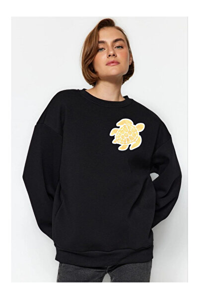 Tubinyoo سترة صفراء كاريتا مطبوع برقبة دائرية وثلاثة خيوط