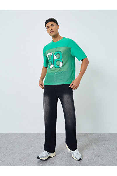 Styli Oversized Cut and Sew Detailing Graphic Printed T-Shirt