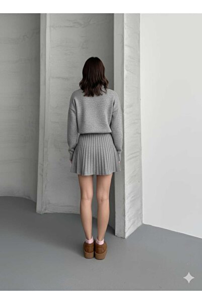 Cemre Life New Deux Fleece-Lined Skirt Pleated Double Suit