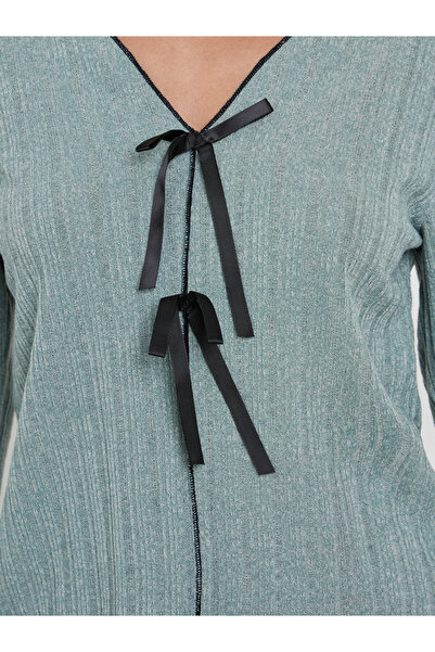 Styli Texture Ruffled Detail T-Shirt and Long Pyjama Set