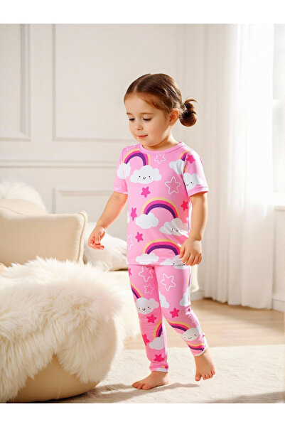 Take Two By Styli Graphic Print Round Neck Top with Long Pyjama Set